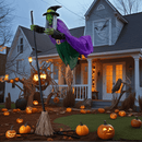 11.5ft Flying Witch on Broom Halloween Decor with Sound & Touch Activated