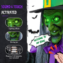 11.5ft Flying Witch on Broom Halloween Decor with Sound & Touch Activated