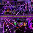 Halloween Spider Web Light Set with 2 Mini Spider String Lights