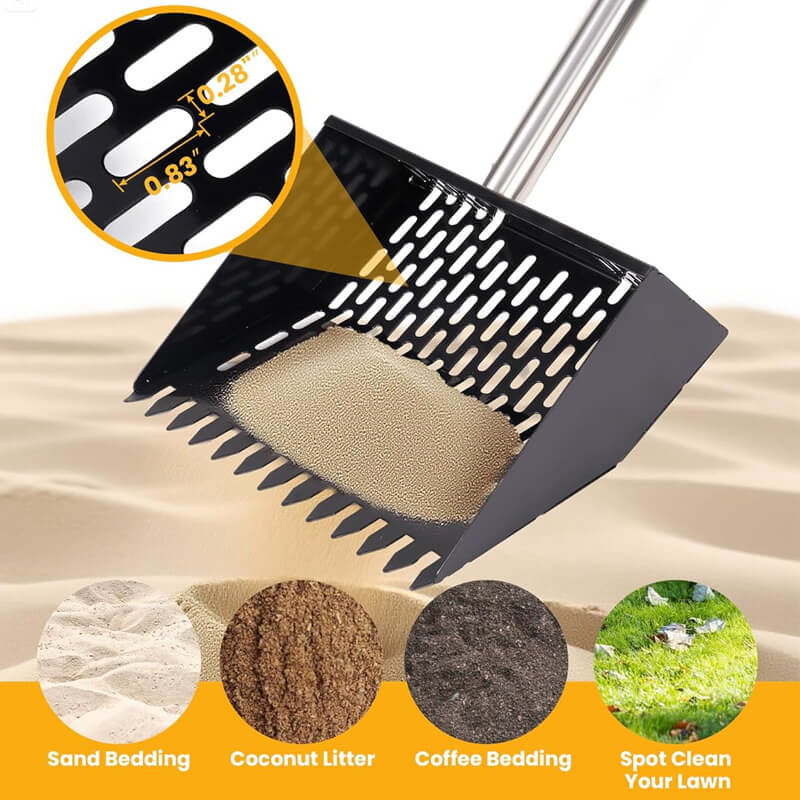 3 in 1 Metal Poop Scooper & Rake & Screen, For Chickens, Dogs, Horses, and Cats