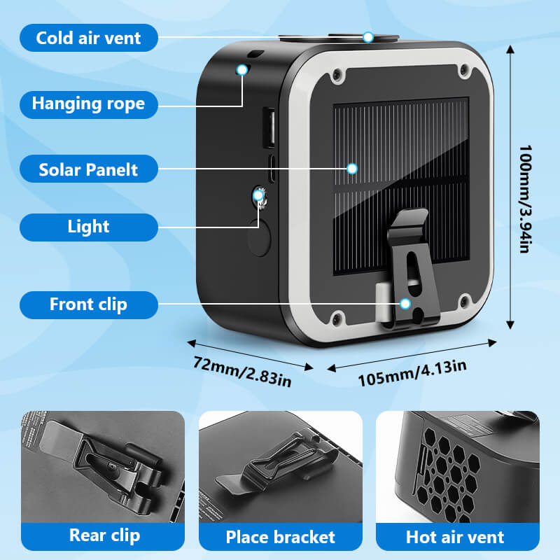 Solar Waist Fan with Mosquito Repellent Ring