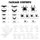104PCS Halloween 3D Lighted Bats / Spider / Ghost Wall Decors